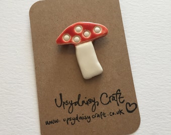 Ceramic Toadstool Brooch