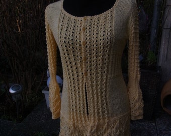 Ajour-knit jacket yellow, Gr. 40-42 (M-L), yellow