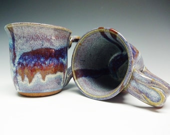 Set of 2 Mugs Purple, Coffee Mug, Tea Cup, Handmade Mug, Pottery Mug,