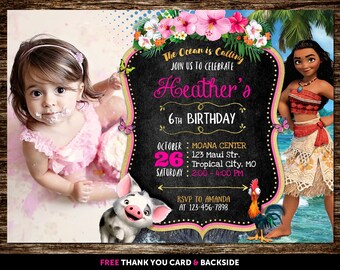 Moana Invitation With Photo, Moana Invitation With Picture, Moana Birthday Invitation With Photo, Moana Invitation Printable Digital Printed