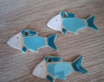 Ceramic Pendants (3 pcs), minnows