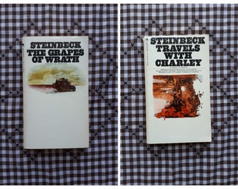 The Grapes of Wrath and Travels with Charley - John Steinbeck 1970's Bantam Pathfinder Paperbacks