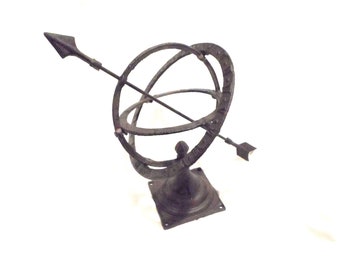 Iron Sundial, Huge Sundial, Metal Sphere, Vintage Sundial, Iron Globe