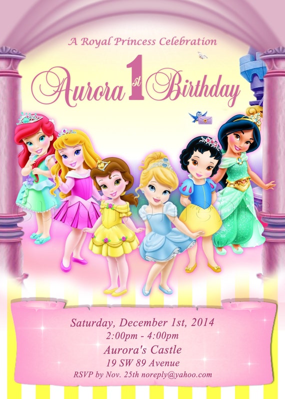Disney Princess First Bday Invitations 4