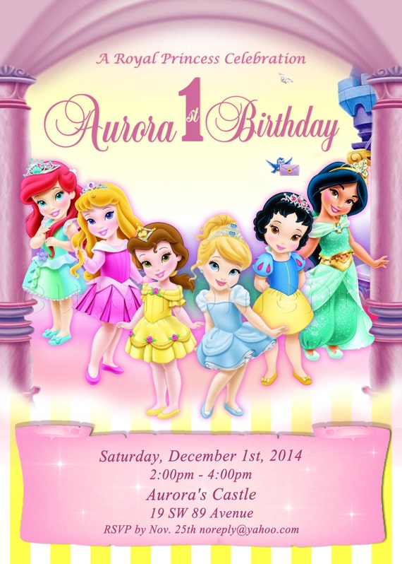 digital disney toddler princess invitation princess personalized disney invitations
