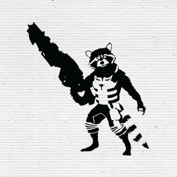 Download Rocket Raccoon Guardians of the Galaxy Silhouette SVG Cutting