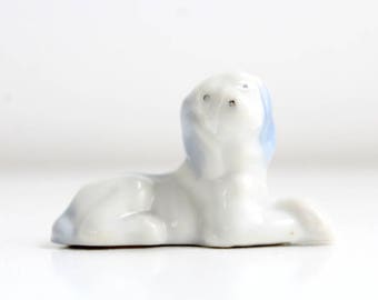 Blue Dog Figurine, Dog Figurine, Porcelain Dog Figurine, White Dog Figurine, Blue & White Dog Figurine, Porcelain Dog, Vintage Dog Figurine