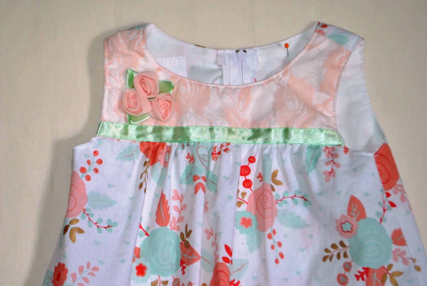 Peach Lace Toddler Dress Sizes 2T to 5T