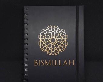 Black A5 Hardback Lined Islamic Notebook with Copper accents