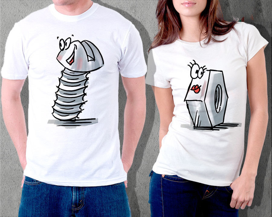 Funny Couple Set Tshirts Shirt Bolt Nut Tshirts T For