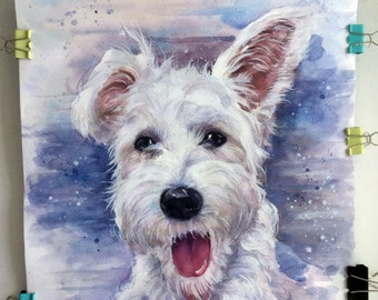 Christmas gifts for mom Custom Dog portrait Custom Dog Painting Custom Pet portrait Watercolor Painting Original Painting Personalized Pet