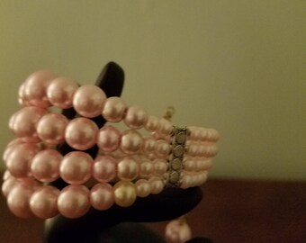 Pink memory wire bracelet