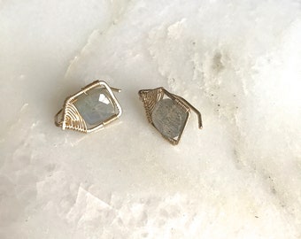 Geometric large pull through stud earrings
