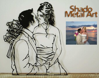10 year anniversary gifts for men - 10th wedding anniversary gift for him - custom wedding portrait art - tin anniversary gifts for women