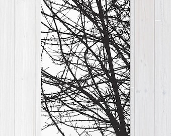 Contemporary Black and White Tree Branches Area Rug - Modern Nature Area Rug - Bedroom Rug - Living Room Rug