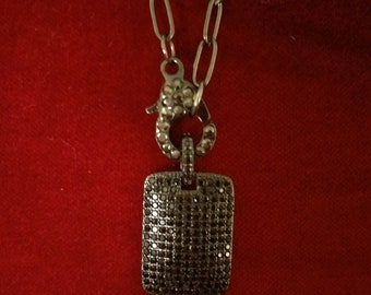 Pave dog tag necklace