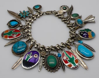 Vintage 27 Southwestern Charms and Link Bracelet