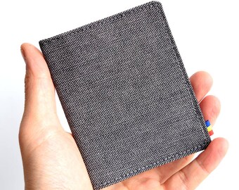 Gray Cotton Wallet. Vegan Wallet. Slim Wallet. Thin Wallet. Minimalist. Upcycled Wallet.