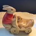 Antique Vintage Viscoloid Rabbit Pushing Egg Cart -Chick Easter Celluloid Toy - Baby Chick - Rare