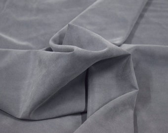 Grey Polynosic Polyester Microfiber Fabric Shirting Apparel 59" Wide By The Yard 36" Long