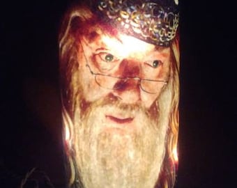 Dumbledore Harry potter inspired decorative wine bottle lamp.
