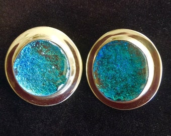 Dichroic Glass and Sterling Silver Earrings