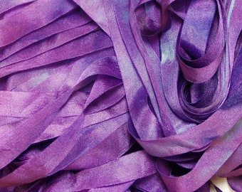 Purple Hand Dyed Silk Ribbon