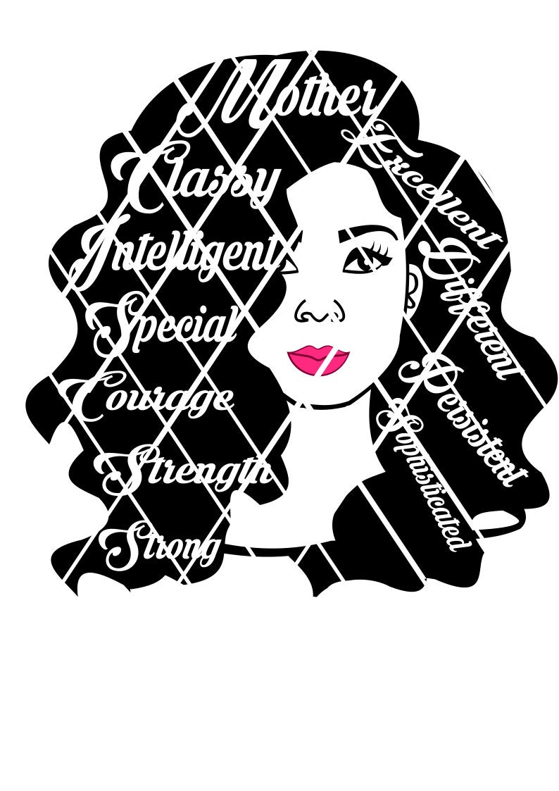 Black Woman svgWords in Hair svg Black women svgSilhouette