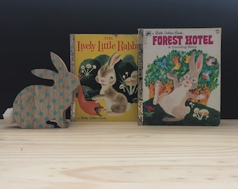 Vintage Golden Books, Vintgae Rabbit Book, The Lively Little Rabbit, Forest Hotel, Bunny Books,Vintage Rabbit, Rabbit lovers gift