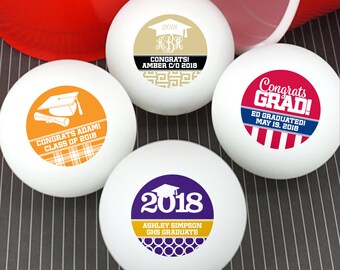 Graduation Ping Pong Balls, Personalized Ping Pong Balls - Set of 24