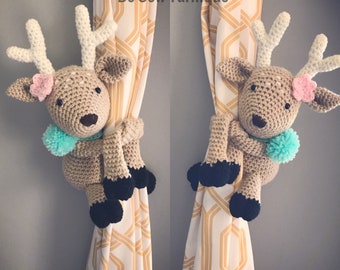 Deer Curtain Tie Backs gift holder plushie