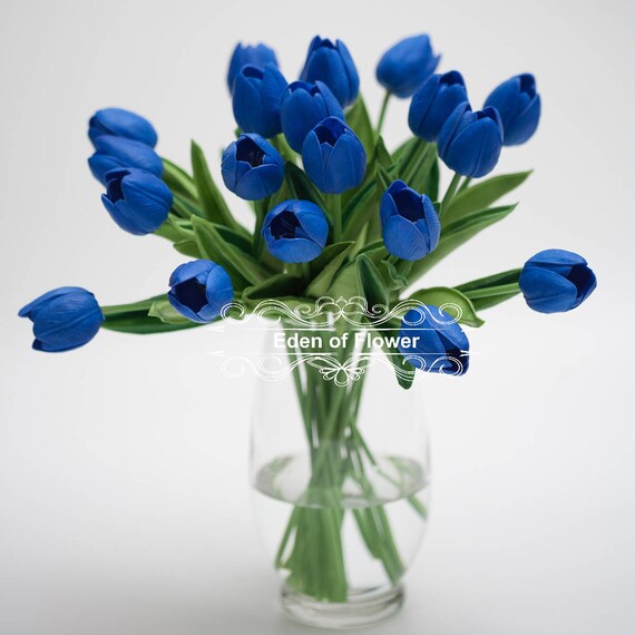 Real Touch Blue Tulip Bouquets for Bridal Bouquets Wedding