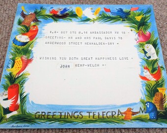 Vintage 1957 GPO Greetings Telegram - Post Office - Barbara Jones