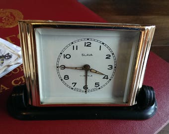 Vintage Mechanical Clock, Desk Clock Slava, Working Condition, Soviet Clock, Office Decor, Rustic Home Decor