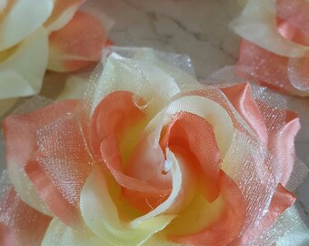 set of 4 appliques flowers two-tone 8/9 cm