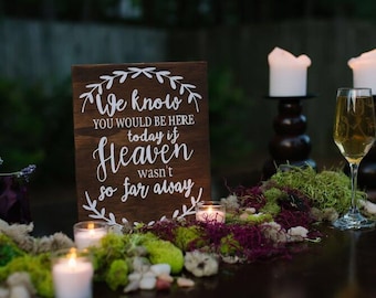 We Know You Would Be Here Today If Heaven Wasn’t So Far Away- Heaven Wasn’t So Far Away Sign- Memorial Sign for Wedding- Memory Table Sign