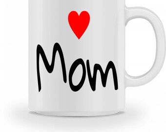 Keramiktasse - Love Mom - Muttertag Geschenkidee Kaffeebecher mit Spruch