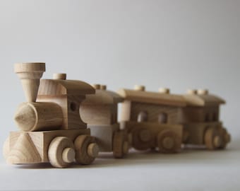 Wooden train toy "Train and three cars" ,children toy, eco friendly toy, retro train, pull toys,