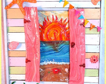 Beach hut, Beach hut art, seaside, summer, home decor, art, frame