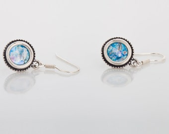 Roman Glass Earrings, Dangle 925 Sterling Silver Earrings, Ancient Roman Glass