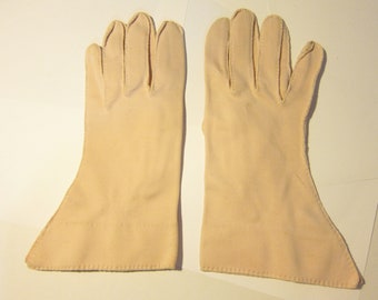 Size 7 ** Incredible Lilly Dache Dusty Pink 1950s Heavy Cotton Suede Gloves
