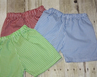 Boys Gingham Shorts for Baby Boy, toddler, and Boys Gingham Shorts size 3m, 6m, 9m, 12m,18m, 24m, 2t, 3t, 4t, 5t,6, 7, 8