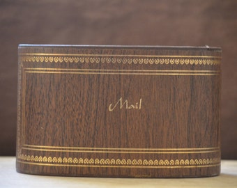 Mail Holder/Gold Circle/Desk Accessory/Brown/Cardboard Mail Holder/Office Organizer/Cubicle Decor/Entryway Organizer/1968-1988