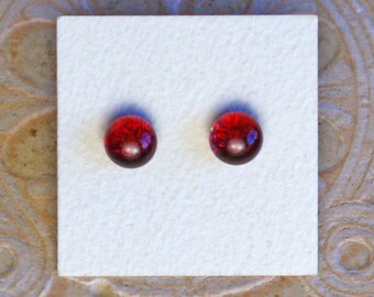 Dichroic Glass Earrings, Burgundy DGE-1197