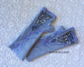 Felted mittens READY TO SHIP Light Gray Fingerless Gloves Wool Gloves Arm Warmers Womens Fingerless Gloves Fingerless Mittens Gift for her