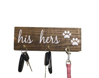 His hers dog, Key hanger, key holder, leash holder, leash hanger, Entryway decor, Entryway organizer, Entryway Key Holder, dog leash holder