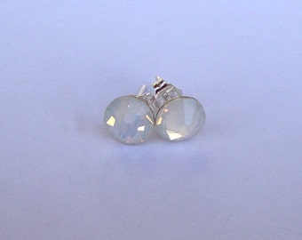 Swarovski Crystal Earrings Studs Surgical Steel Posts - Studs with White Opal Crystals