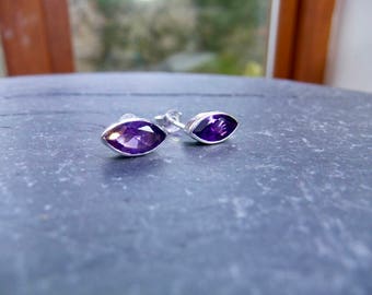 Handmade Amethyst Sterling Silver Stud Earrings