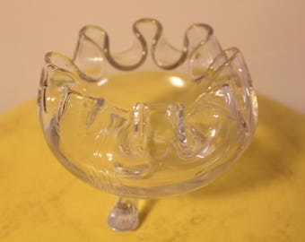 Vintage Clear Glass Footed Vase. Glass Bowl