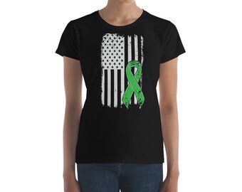 Gallbladder Cancer T Shirt - Bile Duct Cancer - Bile Duct Survivor Ribbon - Gall Bladder Fight Support Gift - American Flag Women's T Shirt